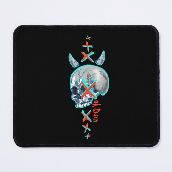 Item preview, Cool Devil Guy Skull with red and blue X accents - original digital illustrated art designed and sold by NonDecafArt.