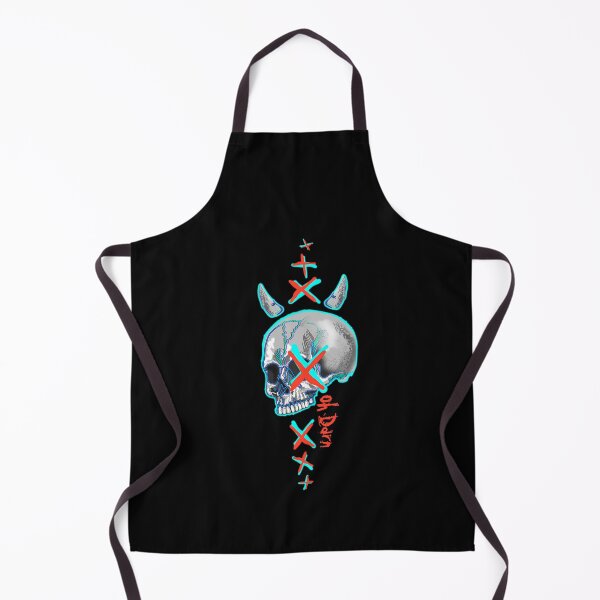 Item preview, Cool Devil Guy Skull with red and blue X accents - original digital illustrated art designed and sold by NonDecafArt.