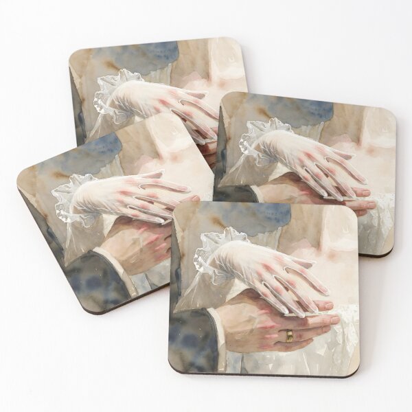 Item preview, Couple holding hands during wedding ceremony in soft lighting with watercolors showcasing love and connection designed and sold by SpaceartLilu.