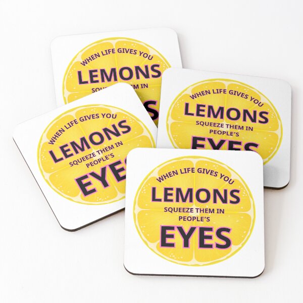 Aperçu de l'œuvre Conception typographique humoristique avec une citation sur les citrons – Quand la vie vous donne des citrons, pressez-les dans les yeux des gens créée et vendue par RokaCircles.