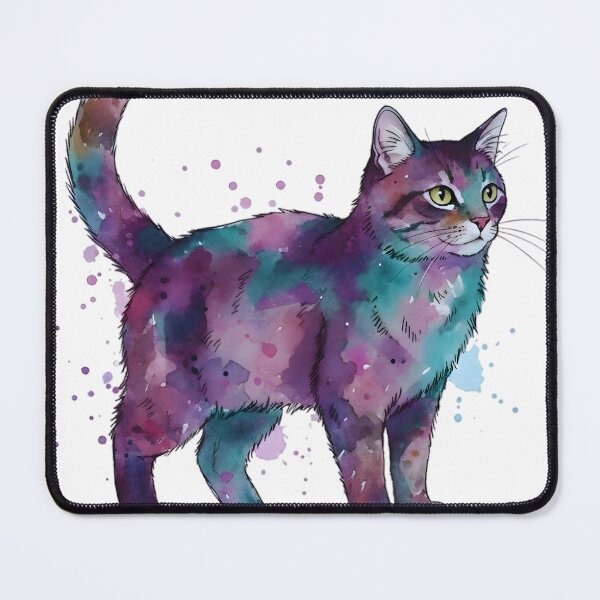 Item preview, Watercolor Galaxy Cat with Cosmic Splatters designed and sold by Jhunell.