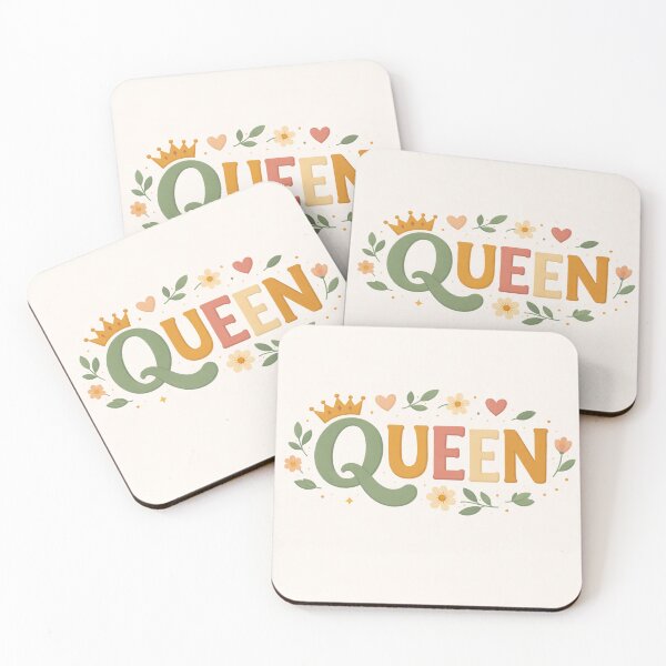 Item preview, Queen – Cute Floral Typography Design | Sweet Nursery & Baby-Friendly Illustration designed and sold by kopcollage.