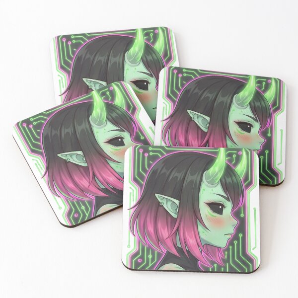 Item preview, Neon-colored cyber-demon with futuristic patterns designed and sold by OtterlyAssets.