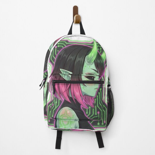 Item preview, Neon-colored cyber-demon with futuristic patterns designed and sold by OtterlyAssets.