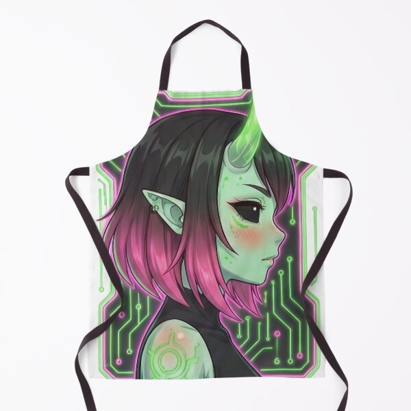 Item preview, Neon-colored cyber-demon with futuristic patterns designed and sold by OtterlyAssets.