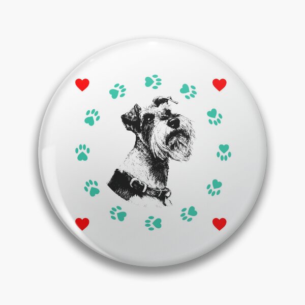 Item preview, Schnauzer Dog Portrait with Paw Prints and Hearts designed and sold by WayOutWorks.