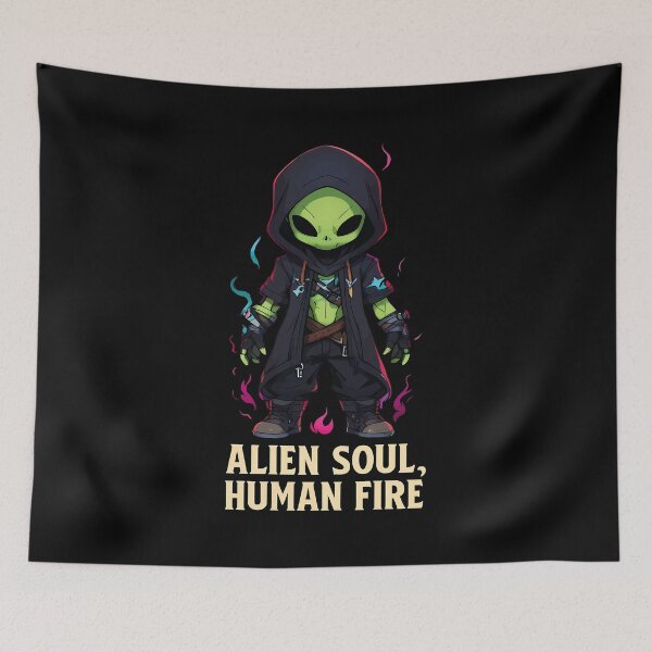 Item preview, Alien Soul, Human Fire – Cosmic Warrior with Mystical Energy designed and sold by digijob.