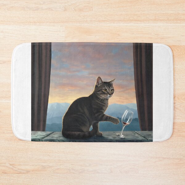 Item preview, Mischeivous Tabby Cat Tipping Wine Glass at Sunset designed and sold by Jhunell.