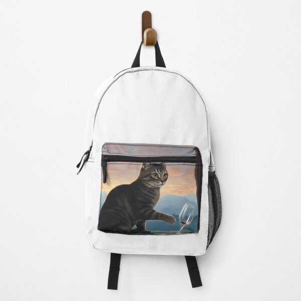 Item preview, Mischeivous Tabby Cat Tipping Wine Glass at Sunset designed and sold by Jhunell.