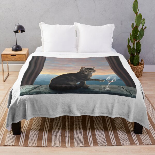 Item preview, Mischeivous Tabby Cat Tipping Wine Glass at Sunset designed and sold by Jhunell.