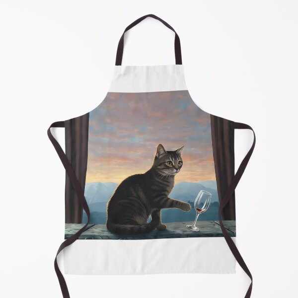 Item preview, Mischeivous Tabby Cat Tipping Wine Glass at Sunset designed and sold by Jhunell.
