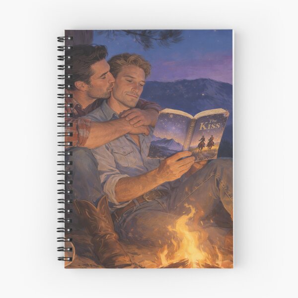Item preview, The Kiss Gay Cowboy Romance Campfire Digital Painting designed and sold by kornkobart.