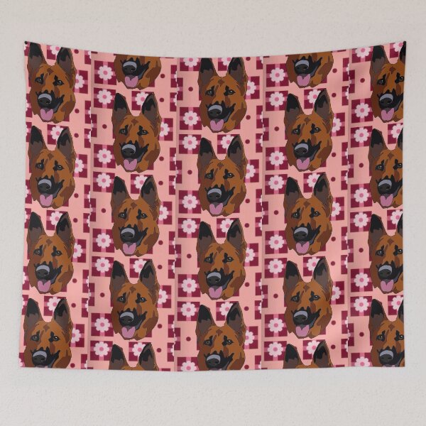 Item preview, German shepherd mutt Valentine’s Day pattern designed and sold by LeahcarsArt.