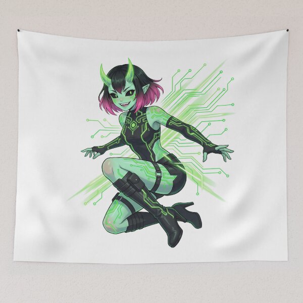 Item preview, Bright green circuit pattern Cyber Demon designed and sold by OtterlyAssets.