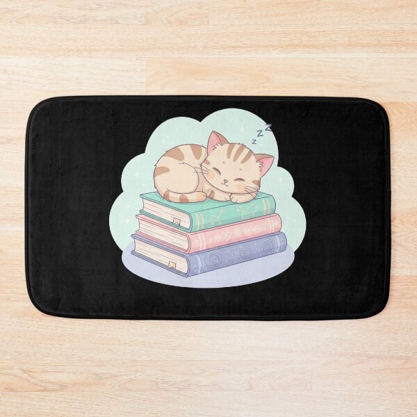 Item preview, Kawaii Sleeping Kitten on Pastel Book Stack - Cute Bookworm Aesthetic designed and sold by DogLord.