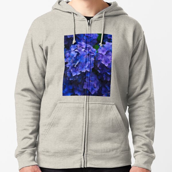 Purple Hydrangea Flowers Zipped Hoodie
