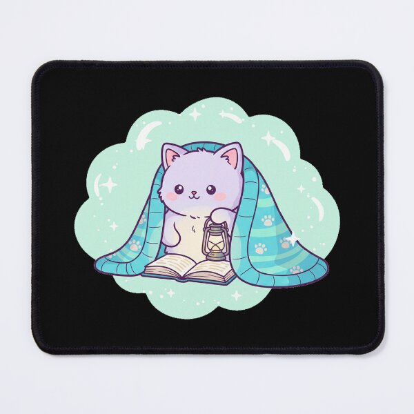 Item preview, Kawaii nocturnal Reading Cat - Cozy Bookworm Bibliophile Aesthetic designed and sold by DogLord.