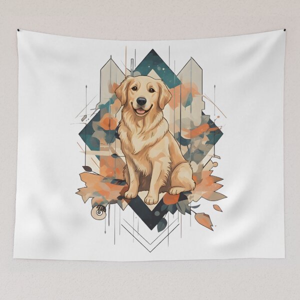 Item preview, Happy Golden Retriever Abstract Geometric Art designed and sold by Jhunell.