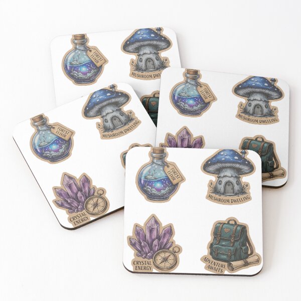 Item preview, Magical Forest Mushroom Adventure Crystal Energy Fantasy Sticker Pack designed and sold by Arts4U.