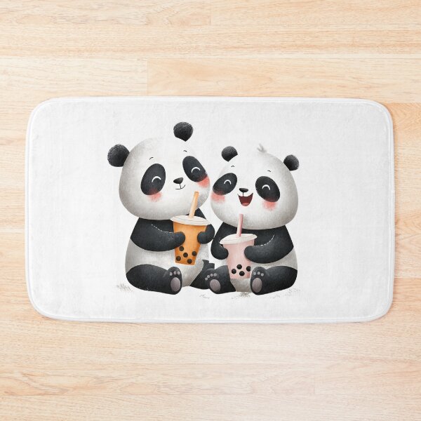 Item preview, Two Cute Pandas Drinking Boba Tea Illustration for Valentines designed and sold by BigStar-Cart.