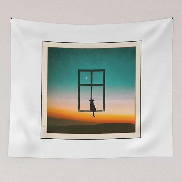 Item preview, Dreamy Dog Silhouette Watching the Crescent Moon designed and sold by Jhunell.