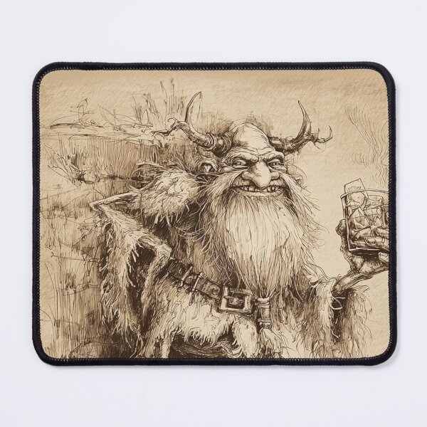 Item preview, Whimsical Viking Drinking Whiskey | Vintage Sketch Art designed and sold by CodeDistilled.