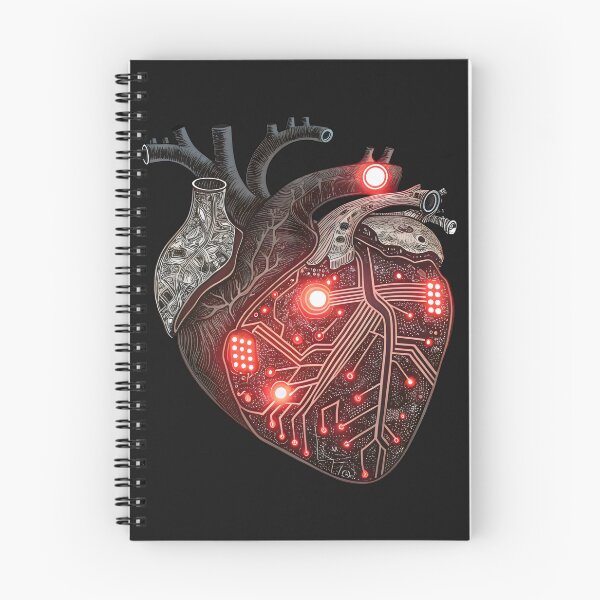 Item preview, A human heart drawn like a computer motherboard designed and sold by GogoGrove.