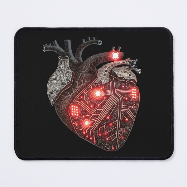 Item preview, A human heart drawn like a computer motherboard designed and sold by GogoGrove.