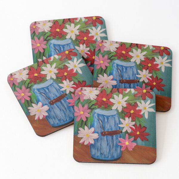 Item preview, Rustic Cosmos Flowers in Blue Milk Churn - Farmhouse Still Life designed and sold by kkartwork.