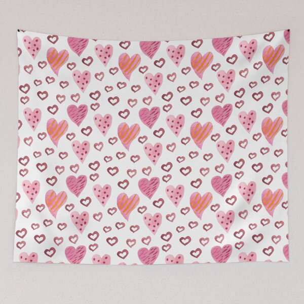 Item preview, Whimsical Watercolor Pink Hearts on White Background designed and sold by SvitlanaSolo.