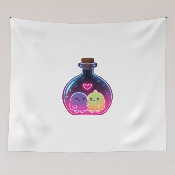 Item preview, Cute Glowing Slime Creatures Inside Magic Love Potion Bottle designed and sold by BigStar-Cart.