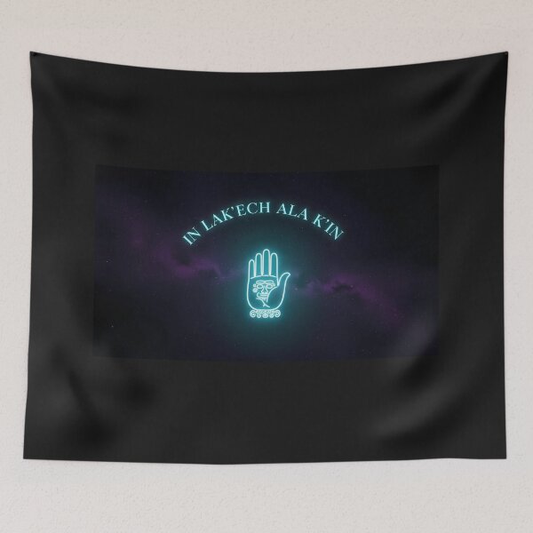 Item preview, In Lak'ech Ala K'in - Mayan Code of Unity - Blue Hand Neon designed and sold by FLUFFIN'ARTS.