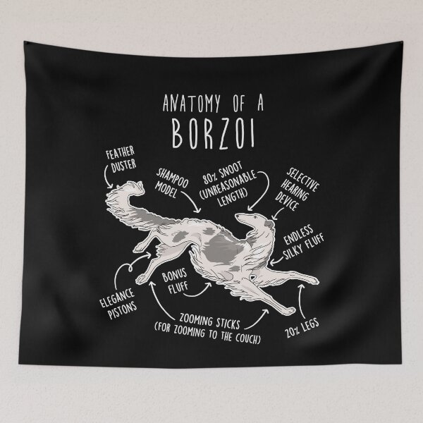 Item preview, Silver and White Borzoi Dog Anatomy designed and sold by Clara Hollins.