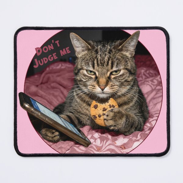 Item preview, cat eating watching phone designed and sold by jeywilliams.