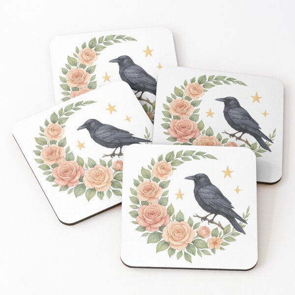 Item preview, Mystical Raven with Roses and Stars designed and sold by chromatalove.