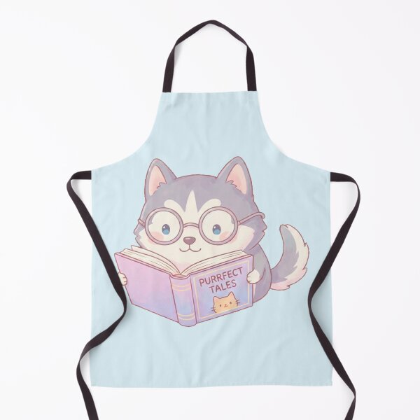 Item preview, Kawaii Husky Bookworm - Cute Dog Reading "Purrfect Tales" Sticker designed and sold by DogLord.