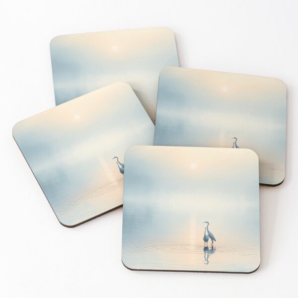 Item preview, Serene Birds at Dawn Minimal Japanese Zen Water Art designed and sold by Element Horizon Studio.