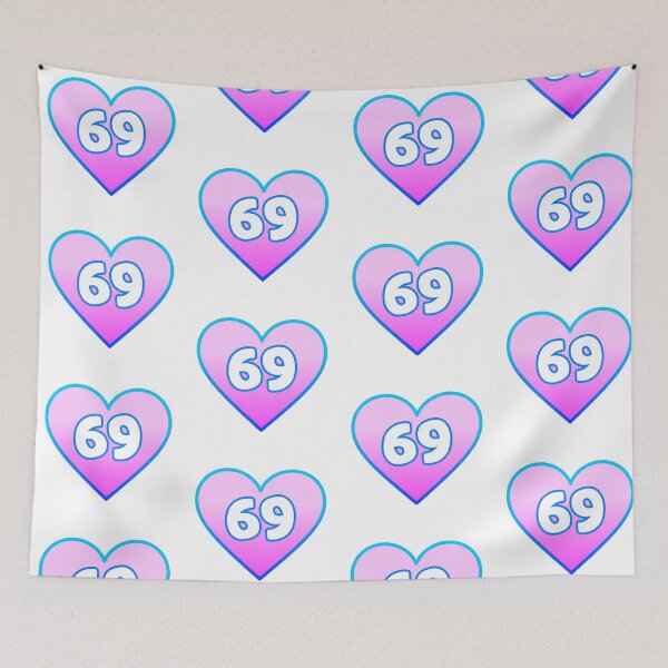 Item preview, Pink Heart 69 Blue Outline designed and sold by Memes N Lore .