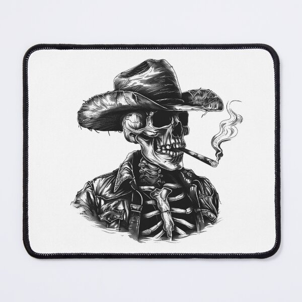 Item preview, Skeleton Cowboy Smoking Cigar – Western Gothic Skull Art designed and sold by inkoutninja.