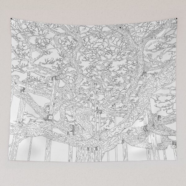 Item preview, Old Pine Tree in Kenrokuen, Japan - Line Art designed and sold by m-lapino.