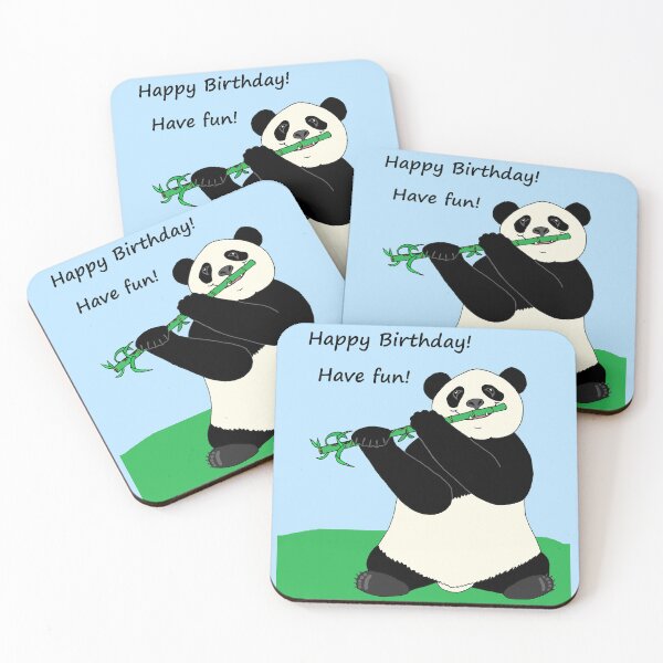 Item preview, Happy Birthday Panda Playing a Bamboo Flute with Blue Sky designed and sold by JoyousArt4u.