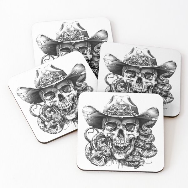 Item preview, Cowboy Skull with Snakes – Gothic Western Horror Artwork designed and sold by inkoutninja.