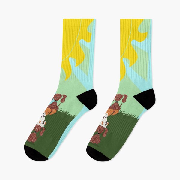 Item preview, Dogs on a hill with flowers designed and sold by emilykcreations.