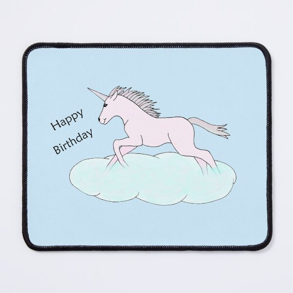 Item preview, Pink Unicorn Galloping Through the Sky for a Happy Birthday designed and sold by JoyousArt4u.