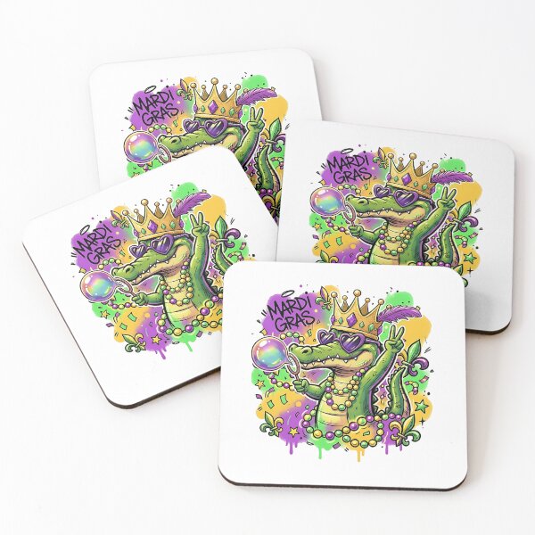 Item preview, Mardi Gras Gator Queen with Crown and Beads designed and sold by PlantzMatter.