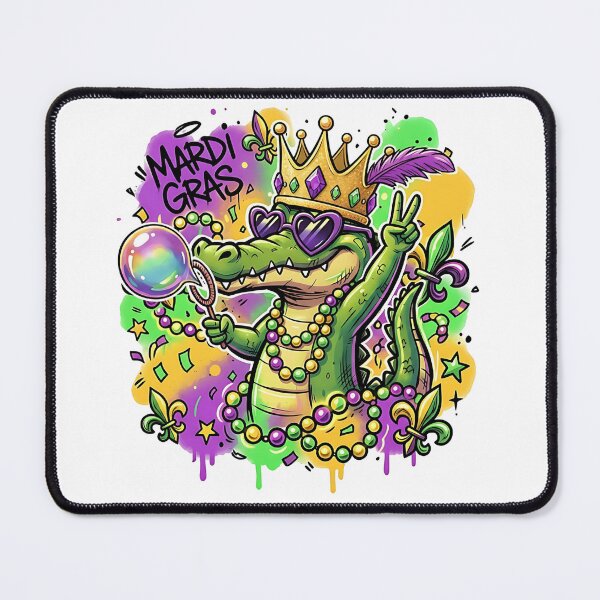 Item preview, Mardi Gras Gator Queen with Crown and Beads designed and sold by PlantzMatter.