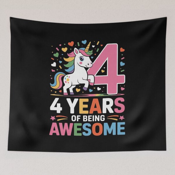 Item preview, 4 Years Old Unicorn Flossing 4th Birthday Girl Unicorn Party designed and sold by KristieRamsey.
