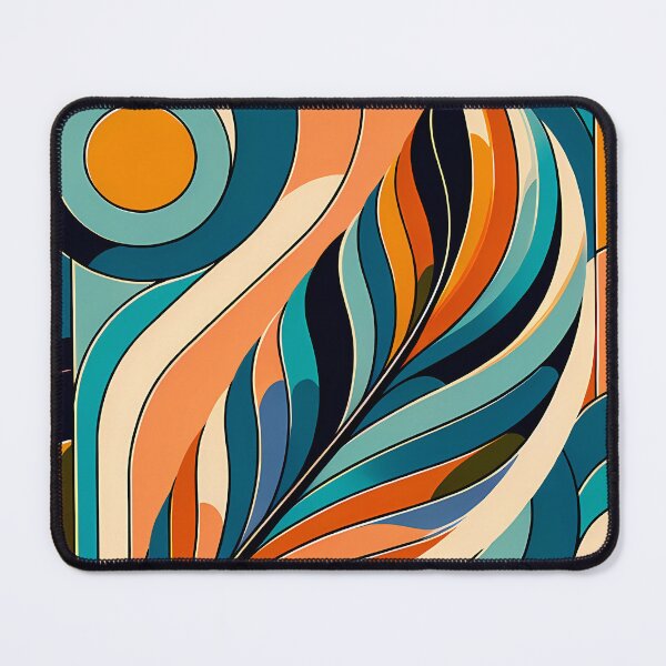 Item preview, Retro Abstract Feather Waves in Teal and Orange designed and sold by InkSmithery.