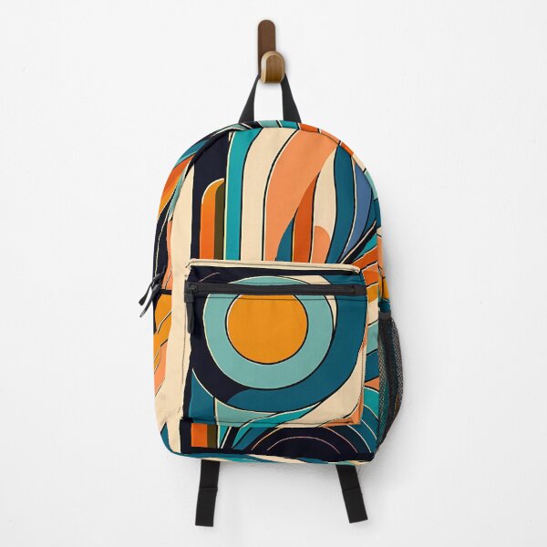 Item preview, Retro Abstract Feather Waves in Teal and Orange designed and sold by InkSmithery.