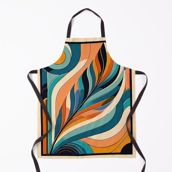 Item preview, Retro Abstract Feather Waves in Teal and Orange designed and sold by InkSmithery.
